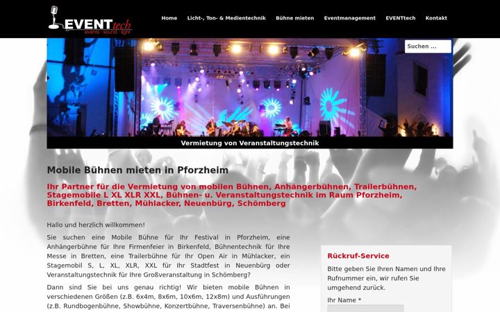 Screenshot of buehne-mieten-pforzheim.de