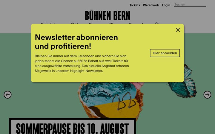 Screenshot of buehnenbern.ch