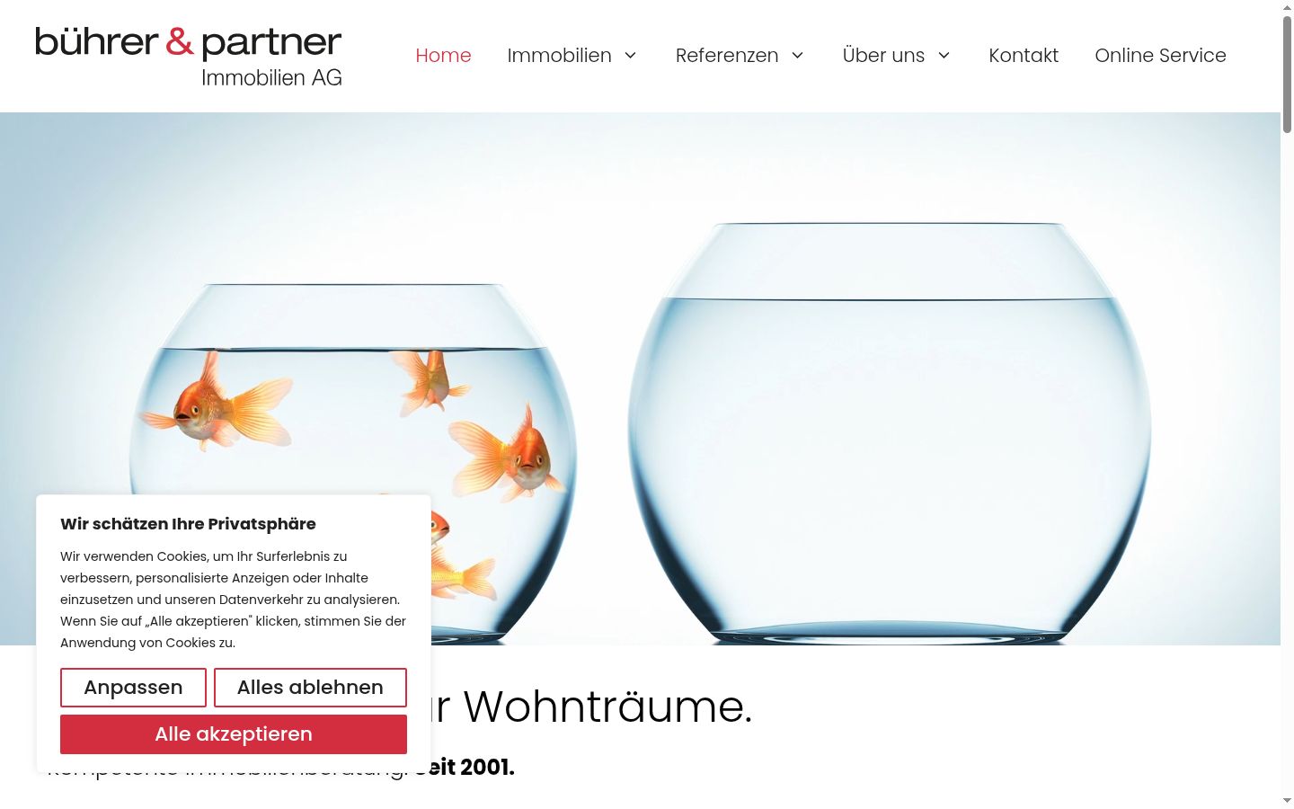 Screenshot des Einwilligungsbanners vor jeglicher Interaktion