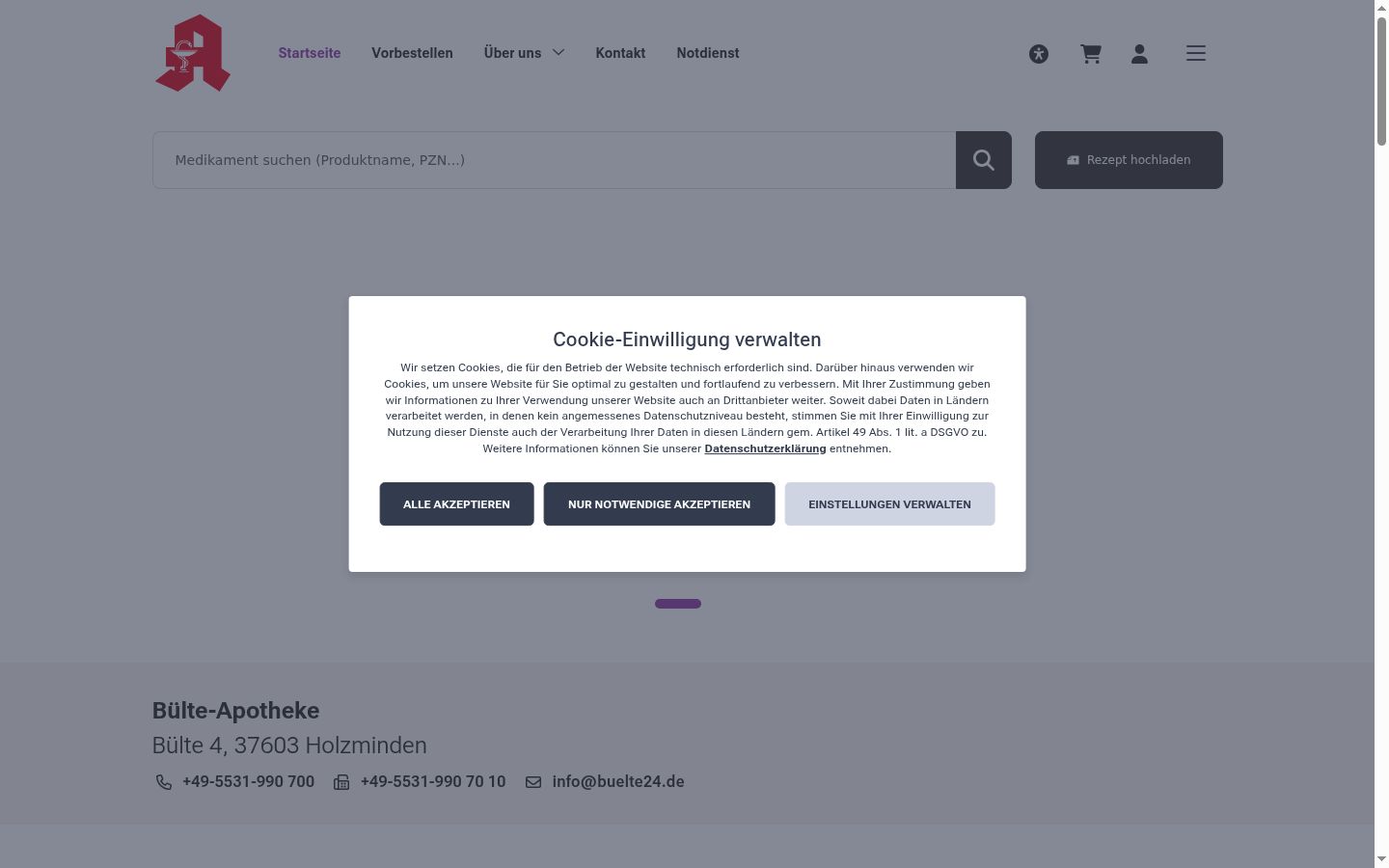 Zrzut ekranu banera zgody wyświetlanego przed jakąkolwiek interakcją