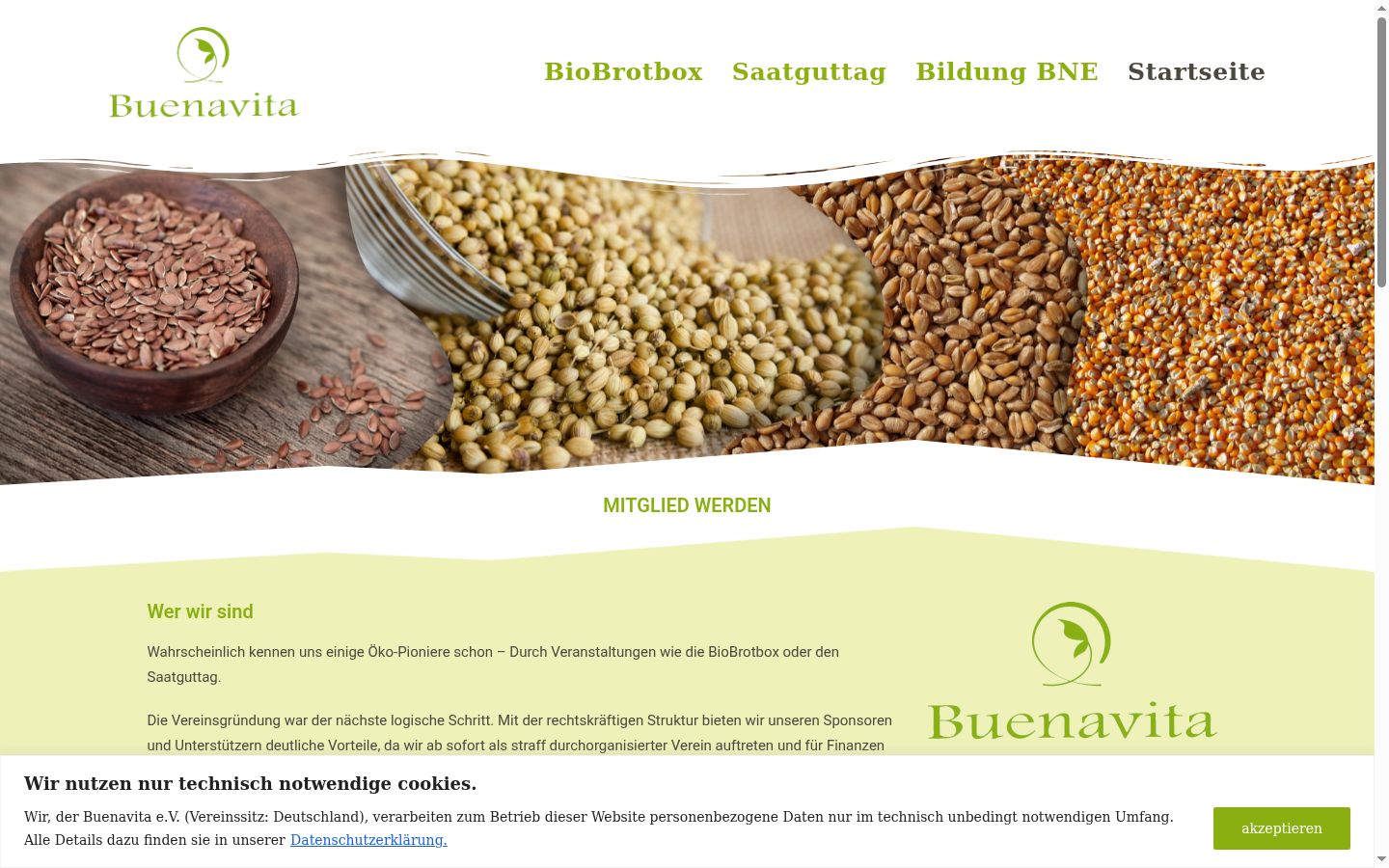 Screenshot des Einwilligungsbanners vor jeglicher Interaktion