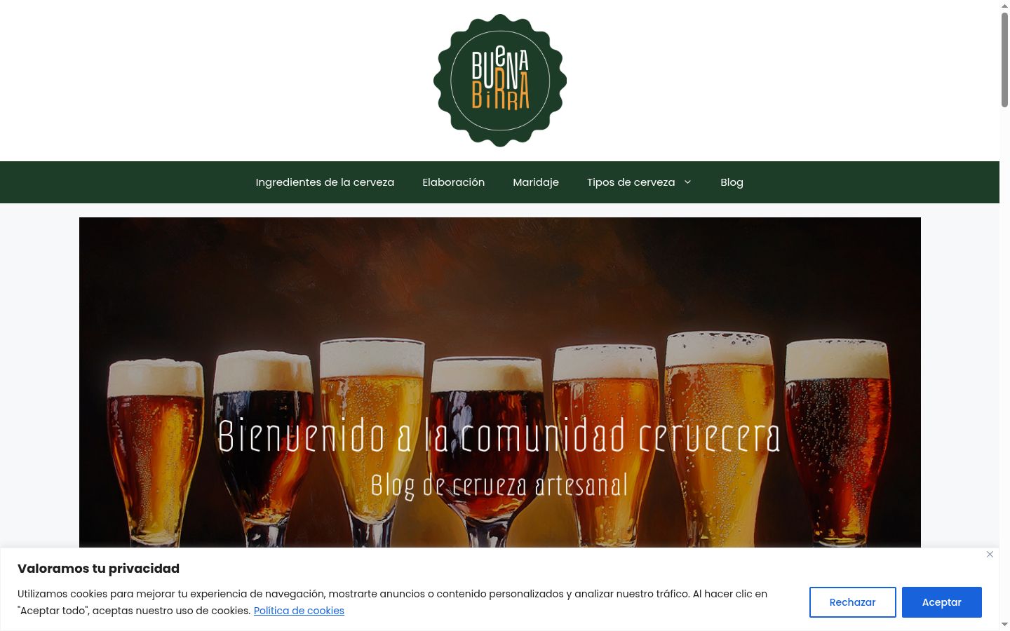 Captura de ecrã do banner de consentimento apresentado antes de qualquer interação
