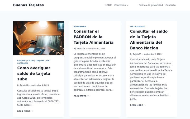 Screenshot of buenastarjetas.com