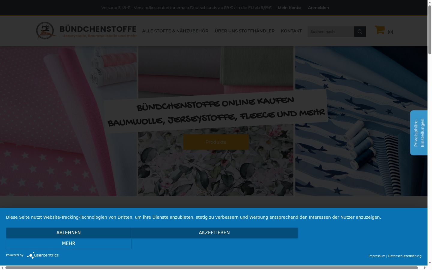 Captura de pantalla del banner de consentimiento mostrado antes de cualquier interacción