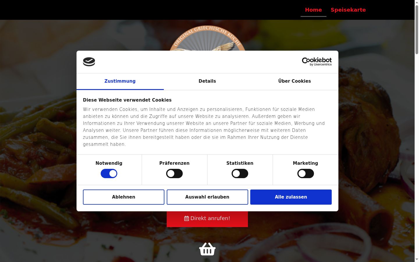 Captură de ecran a bannerului de consimțământ afișat înainte de orice interacțiune