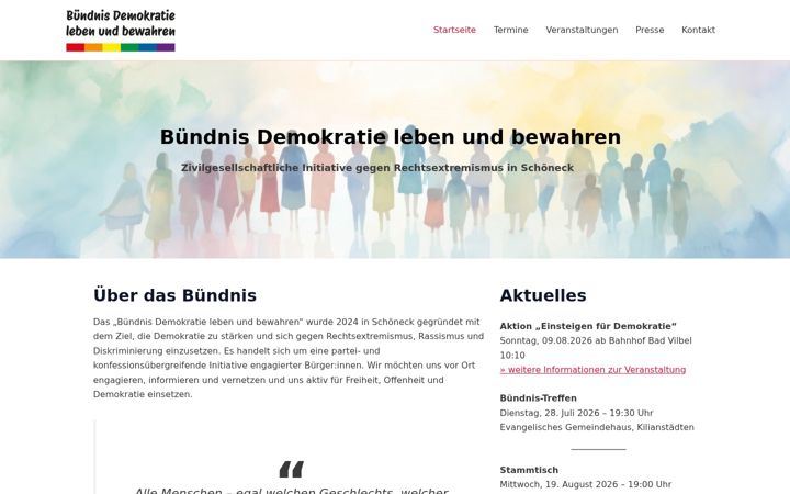 Screenshot of buendnis-demokratie-schoeneck.de