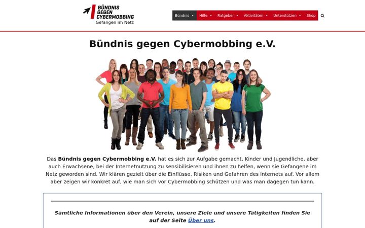 Screenshot of buendnis-gegen-cybermobbing.de