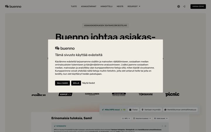 Screenshot of buenno.fi