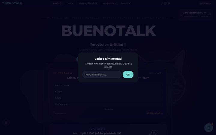 Screenshot von buenotalk.fi