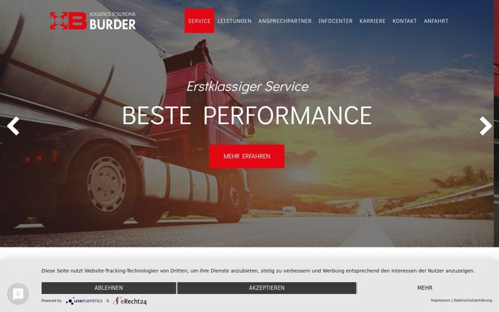 Screenshot of buerder-logistics.de