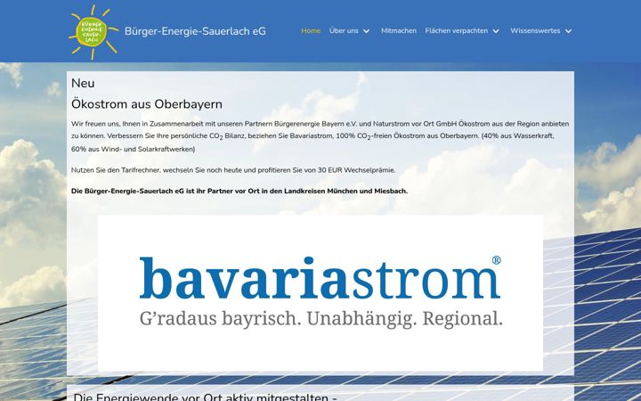 Ekrānuzņēmums no buerger-energie-sauerlach.de