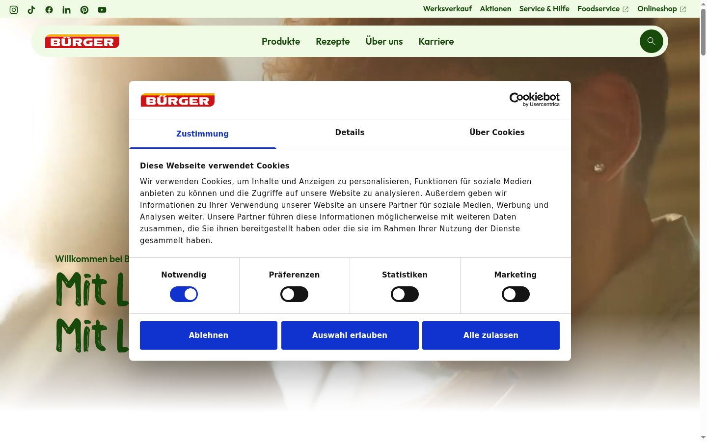 Ekrānuzņēmums ar piekrišanas baneri, kas tika rādīts pirms jebkādas mijiedarbības
