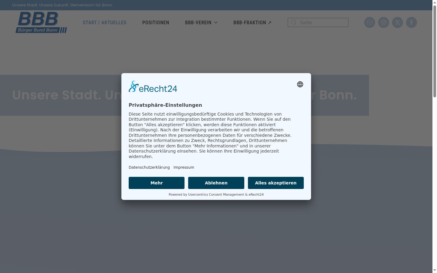 Screenshot tal-banner tal-kunsens muri qabel kwalunkwe interazzjoni