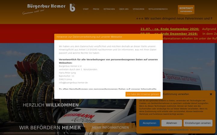 Ekrānuzņēmums no buergerbus-hemer.de