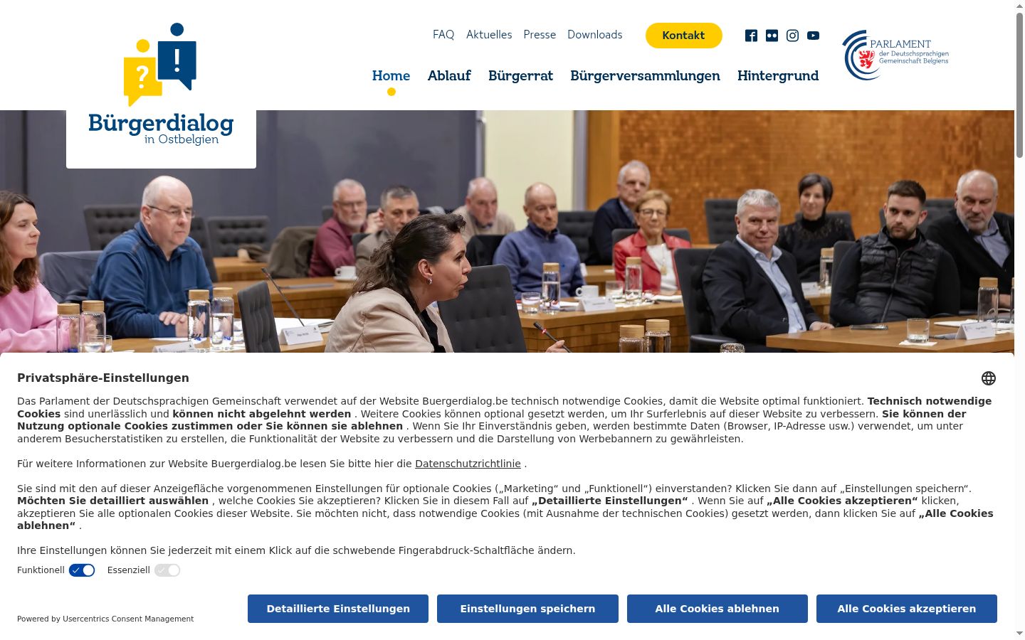 Screenshot des Einwilligungsbanners vor jeglicher Interaktion