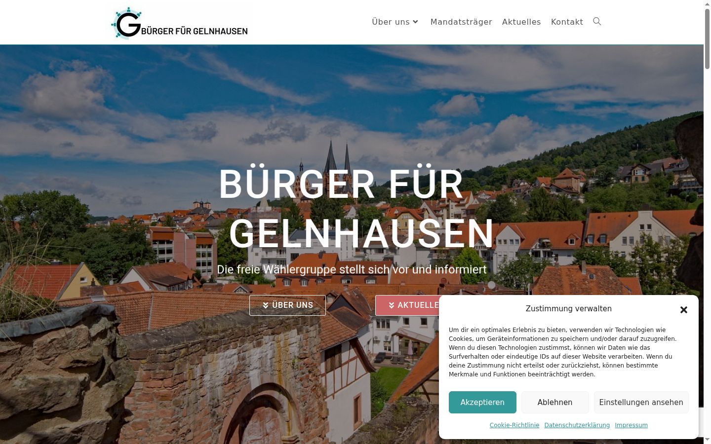 Screenshot des Einwilligungsbanners vor jeglicher Interaktion