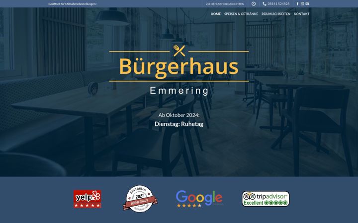 Skærmbillede af buergerhaus-emmering.de