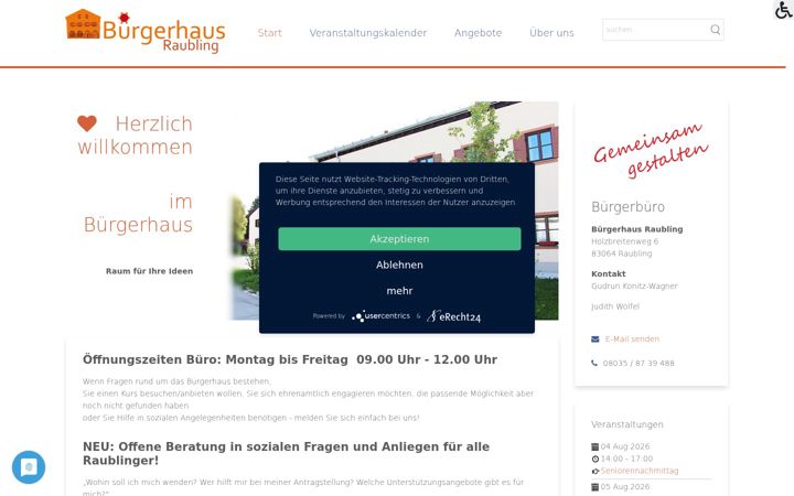 Screenshot of buergerhaus-raubling.de