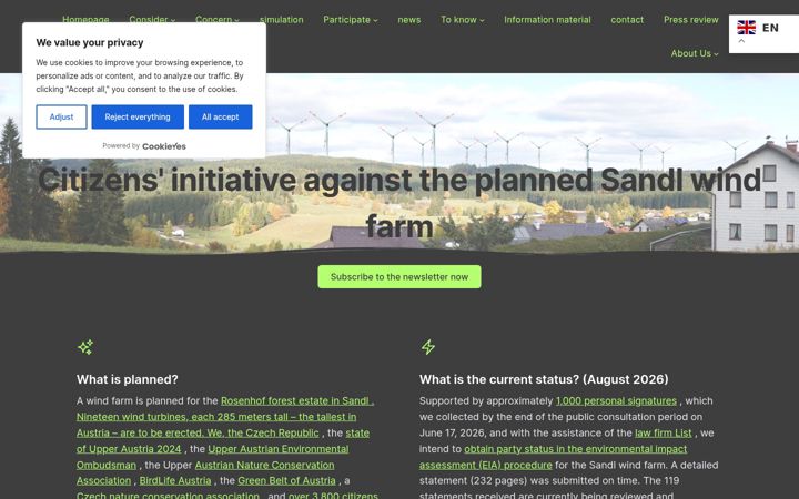 Screenshot of buergerinitiative-sandl.at