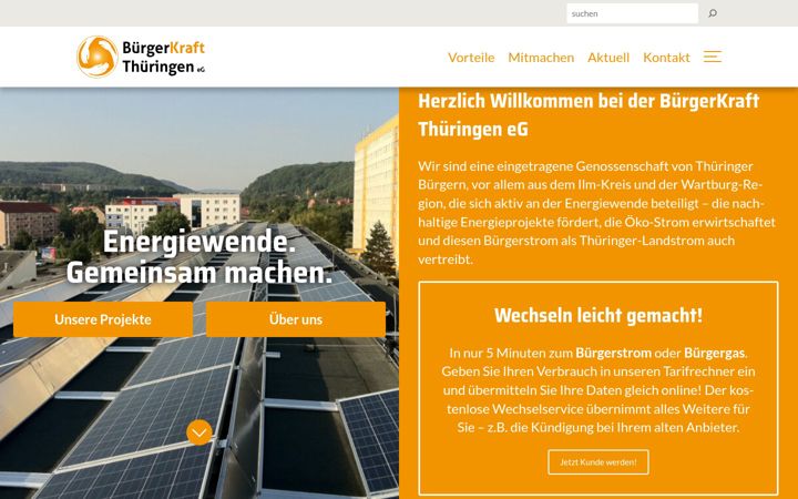 Zrzut ekranu buergerkraft-thueringen.de