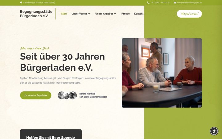 Screenshot of buergerladen-halle.de