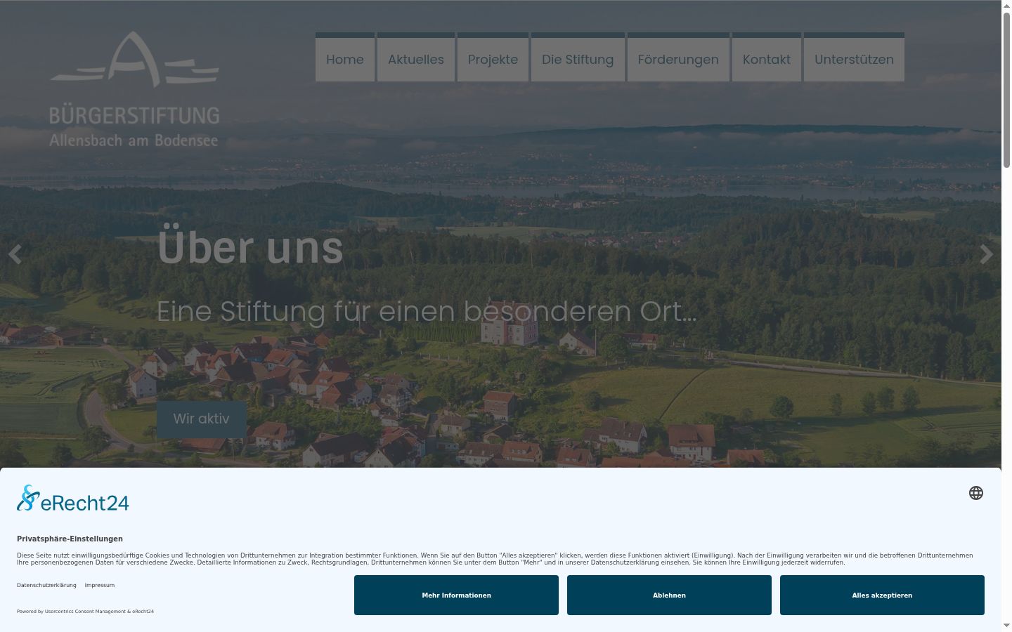 Screenshot of the consent banner shown before any interaction