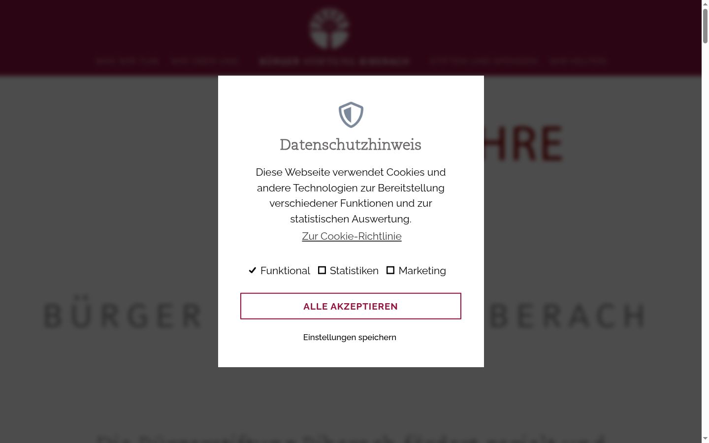 Screenshot of the consent banner shown before any interaction