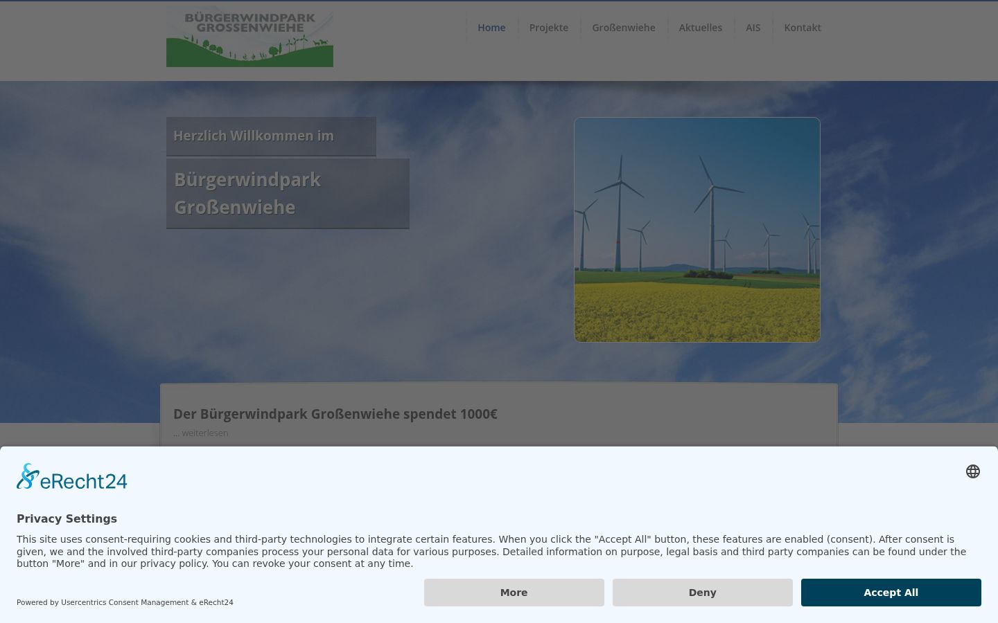 Screenshot del banner di consenso mostrato prima di qualsiasi interazione