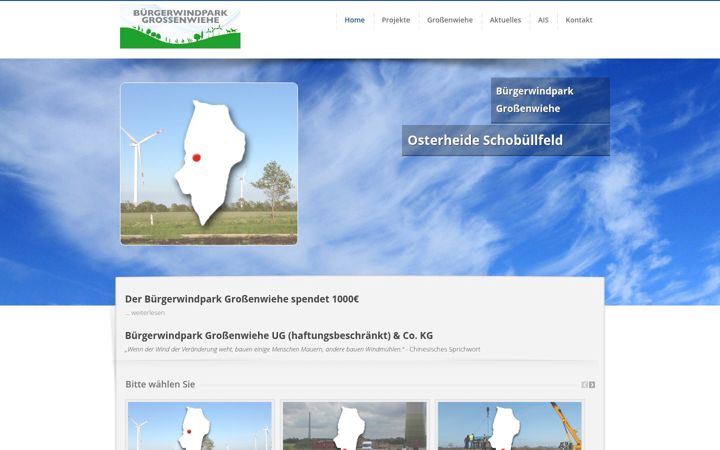 Screenshot of buergerwindpark-grossenwiehe.de