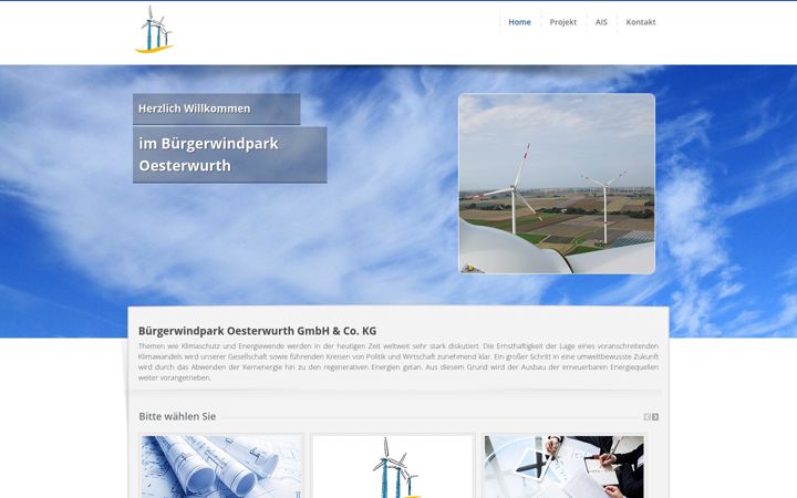 Screenshot of buergerwindpark-oesterwurth.de