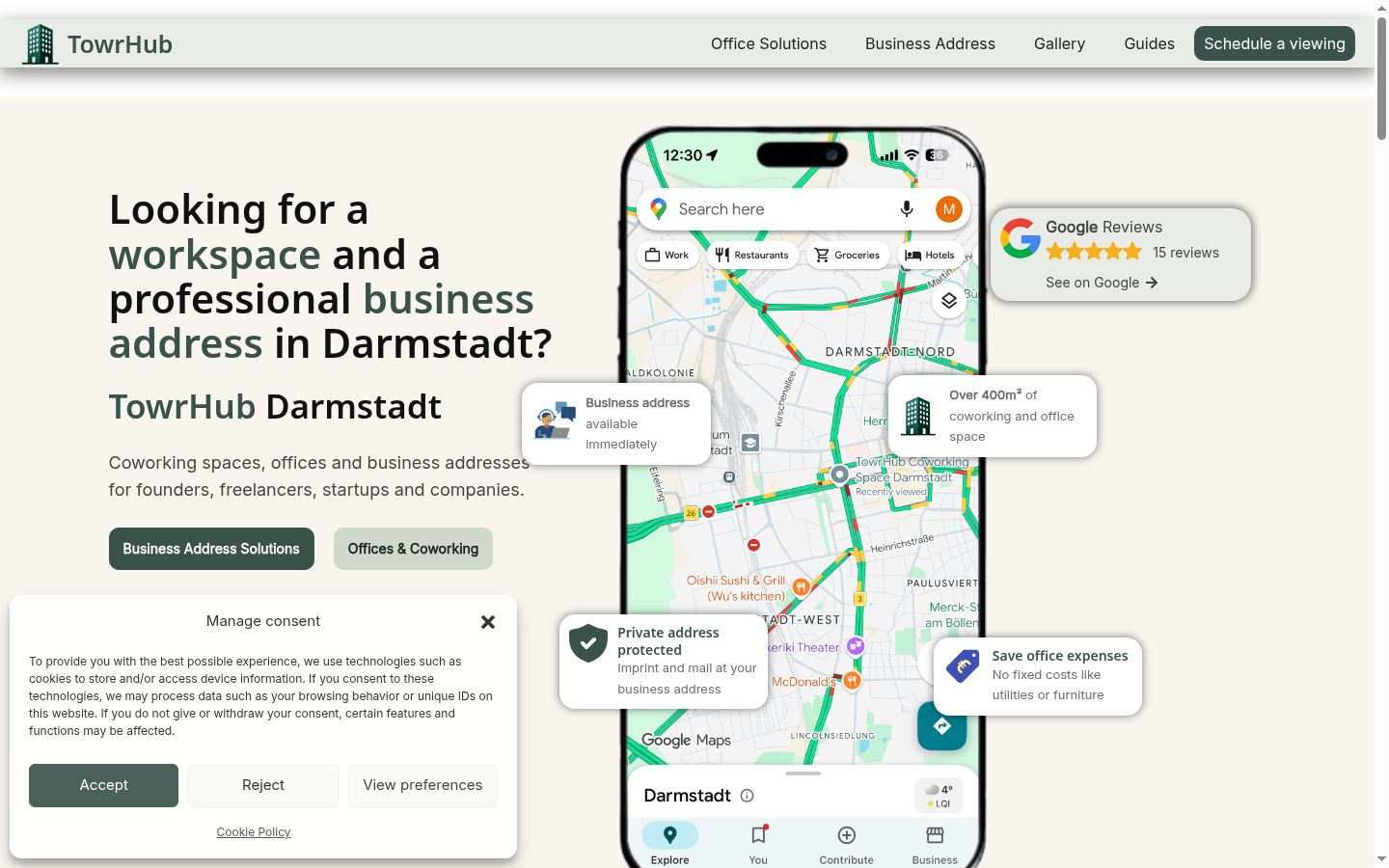 Screenshot of the consent banner shown before any interaction
