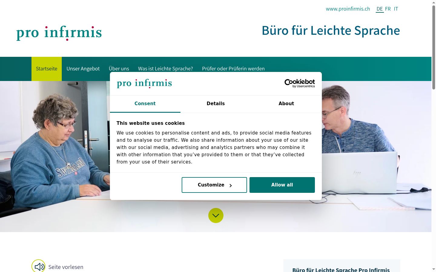 Capture d'écran de la bannière de consentement affichée avant toute interaction