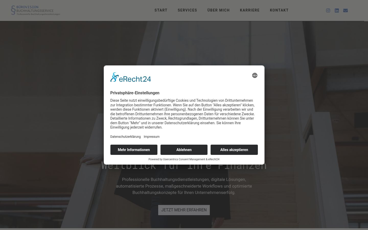 Screenshot del banner di consenso mostrato prima di qualsiasi interazione