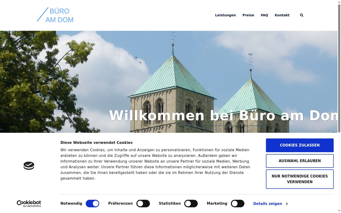Screenshot del banner di consenso mostrato prima di qualsiasi interazione