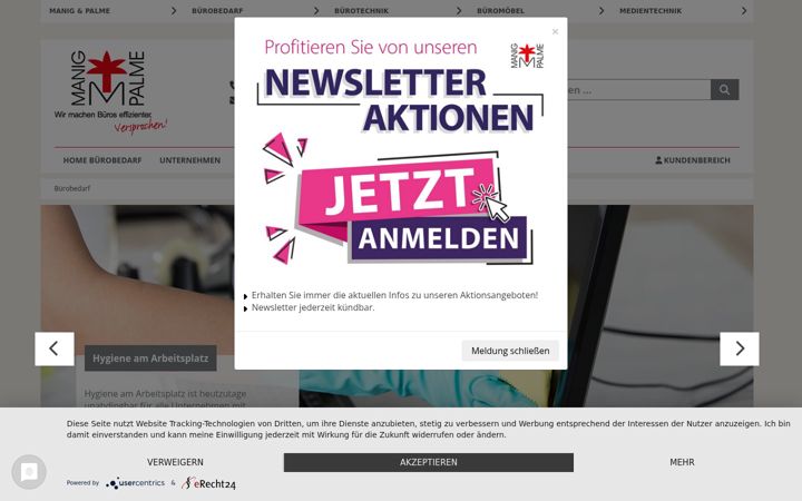 Screenshot of buerobedarf-sachsen-manig-palme.de