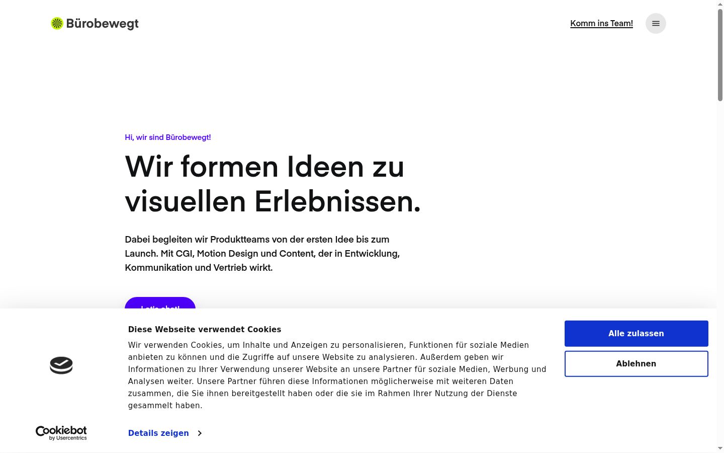 Screenshot del banner di consenso mostrato prima di qualsiasi interazione