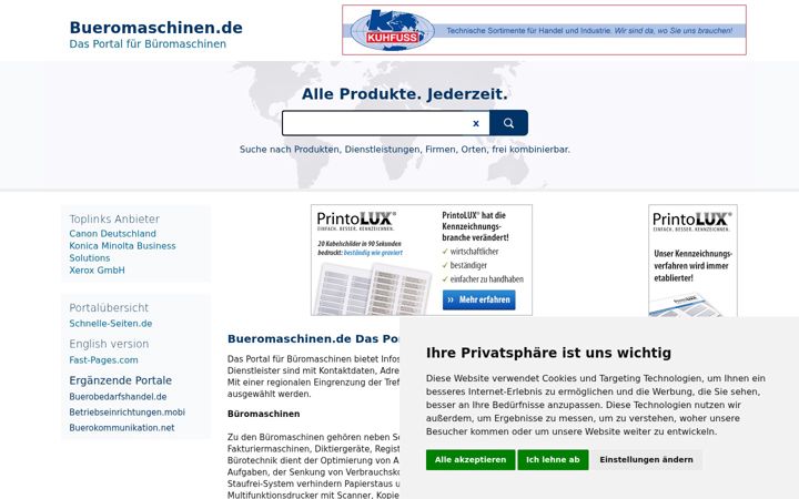 Skjámynd af bueromaschinen.de