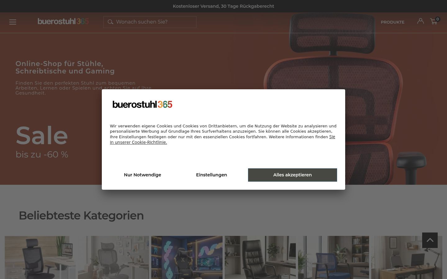 Screenshot of the consent banner shown before any interaction