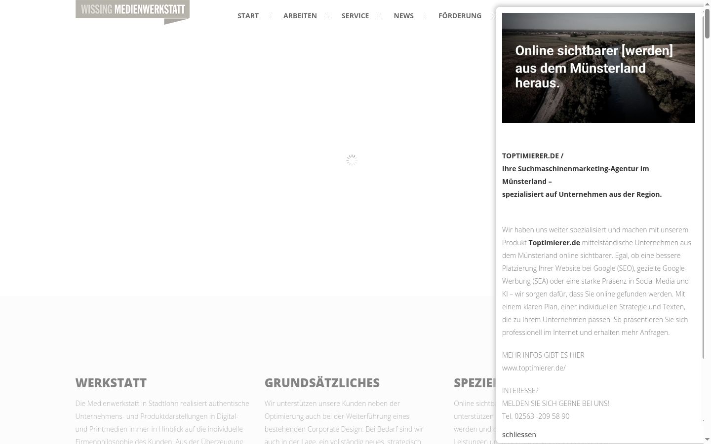 Screenshot des Einwilligungsbanners vor jeglicher Interaktion