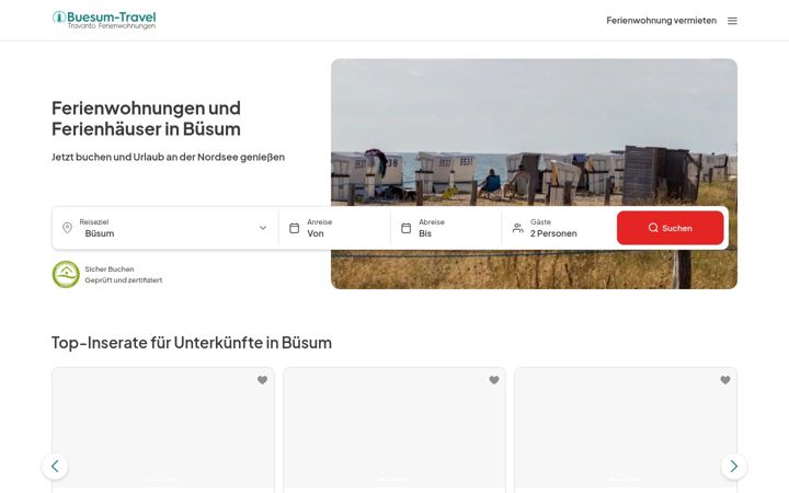 Screenshot of buesum-travel.com