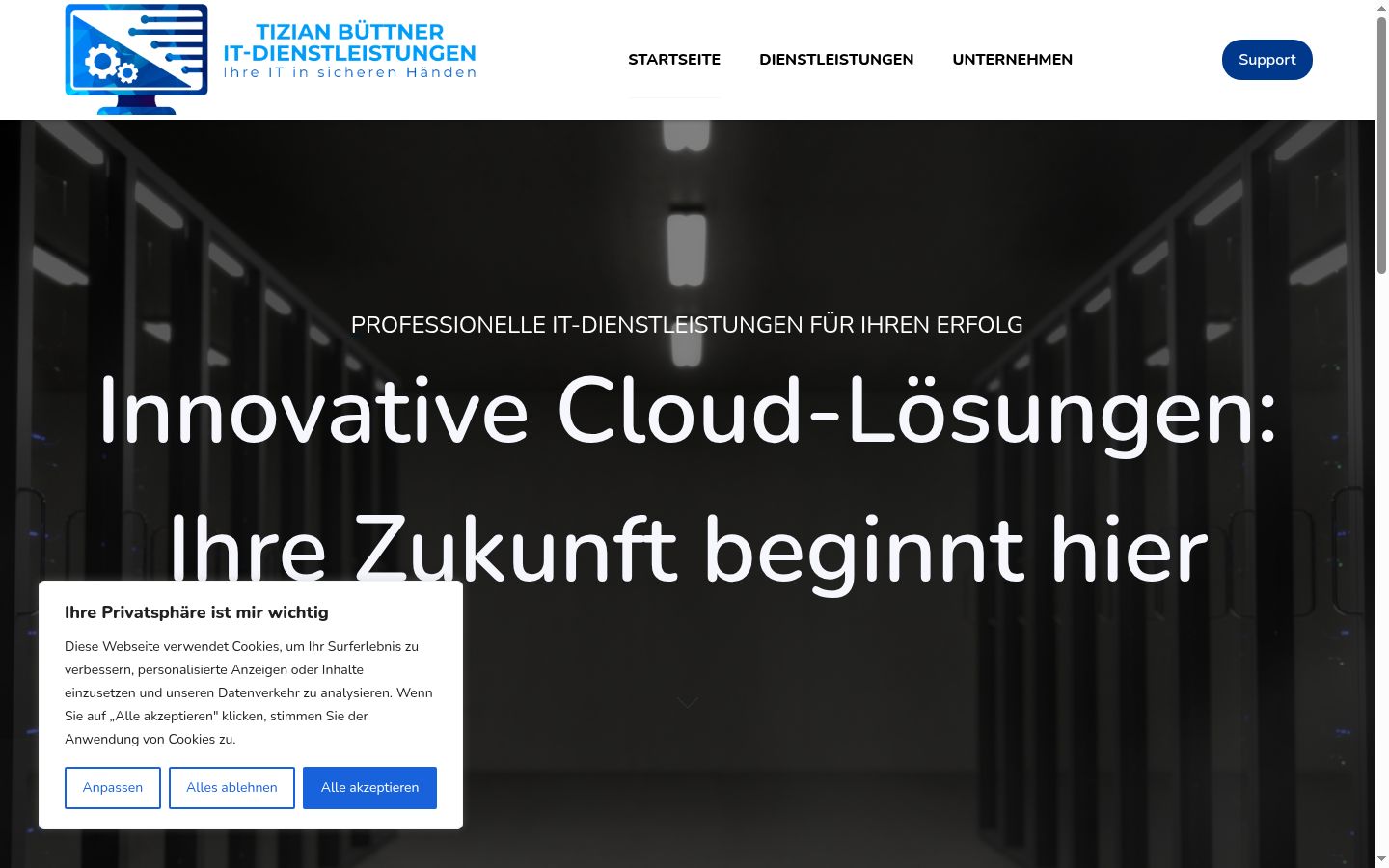 Screenshot del banner di consenso mostrato prima di qualsiasi interazione