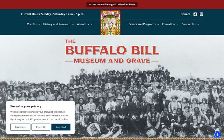 Kuvakaappaus sivustosta buffalobill.org