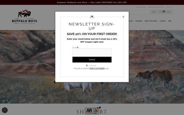 Screenshot of buffaloboysarts.com