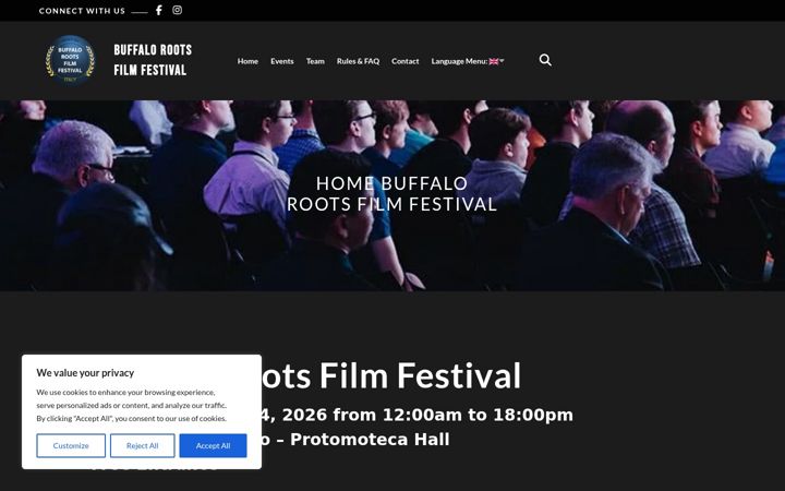 Screenshot of buffalorootsfilmfestival.com