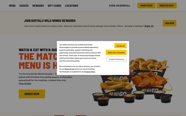 Capture d'écran de buffalowildwings.com