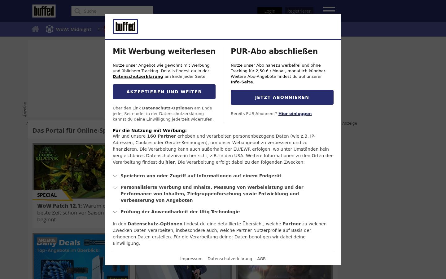 Skærmbillede af samtykkebanneret, som det blev vist før nogen interaktion