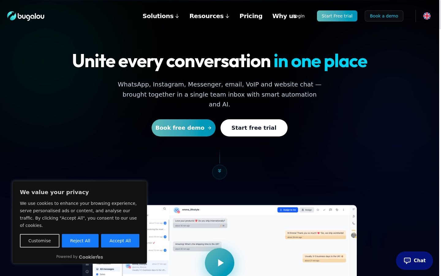 Screenshot del banner di consenso mostrato prima di qualsiasi interazione