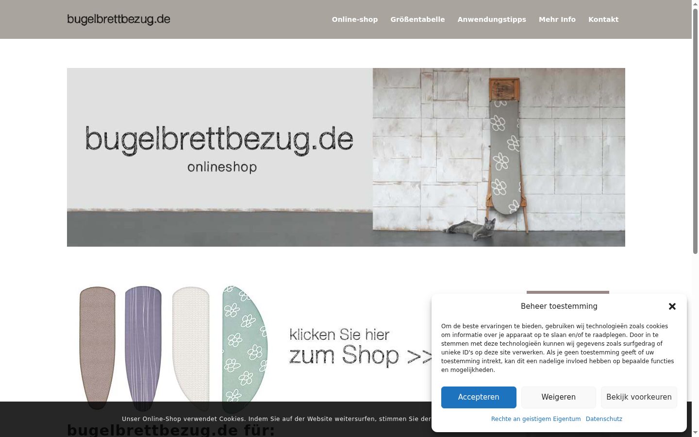 Screenshot des Einwilligungsbanners vor jeglicher Interaktion