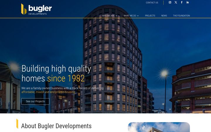 Screenshot of buglerdevelopments.co.uk
