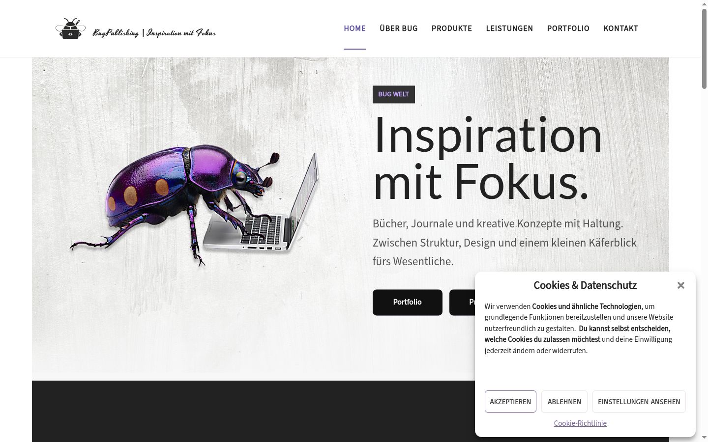 Screenshot des Einwilligungsbanners vor jeglicher Interaktion
